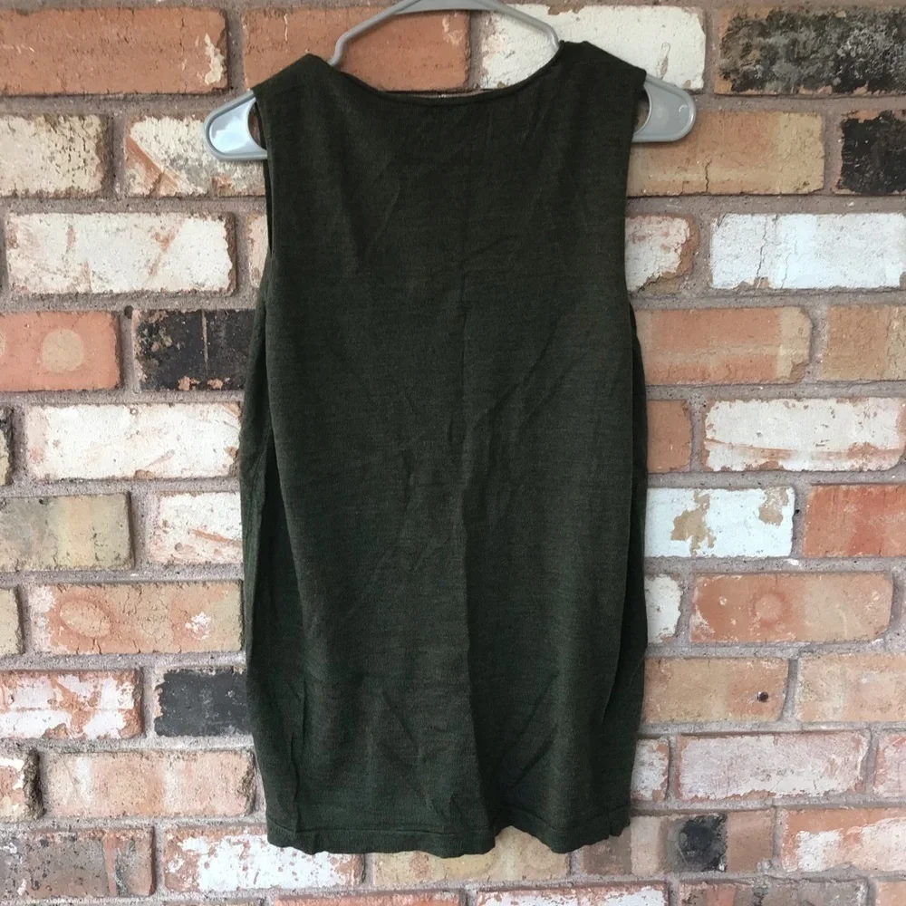 Eileen Fisher Olive Merino Wool Shell Top - Picture 6 of 7